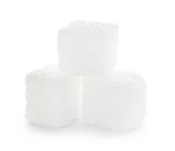 Cubes Sucre Sucré Sur Fond Blanc — Photo