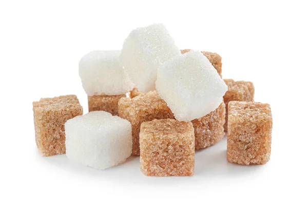 Cubos Azúcar Dulce Sobre Fondo Blanco — Foto de Stock