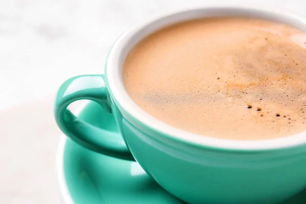 Cup Hot Coffee Light Background Closeup — Stock Photo, Image