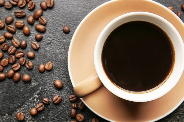 Taza Café Caliente Frijoles Sobre Fondo Oscuro —  Fotos de Stock