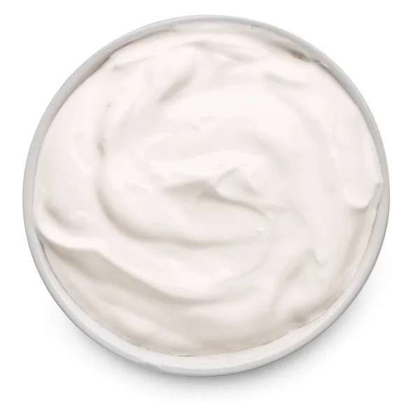 Bowl Tasty Sour Cream White Background — Stock Photo, Image