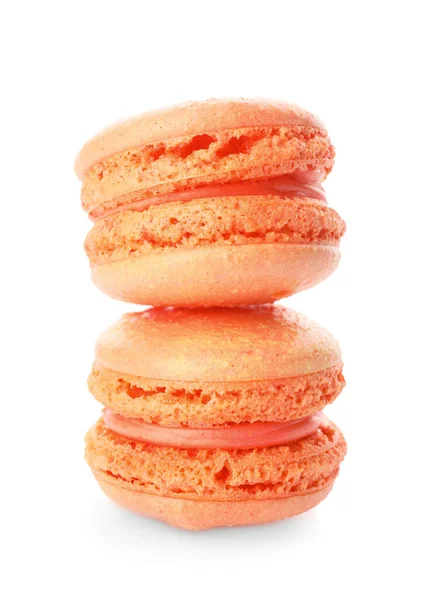 Heerlijke Macarons Witte Achtergrond — Stockfoto