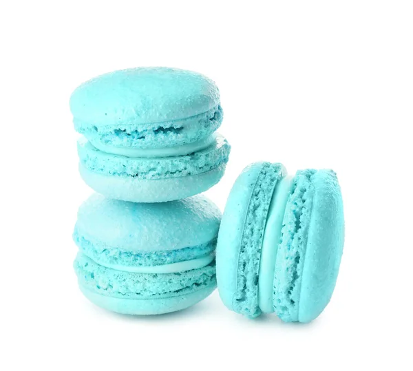 Macarons Saborosos Fundo Branco — Fotografia de Stock