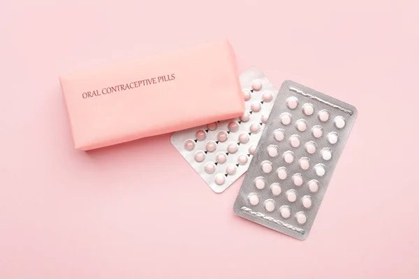 Antikoncepční Pilulky Pozadí Barev — Stock fotografie