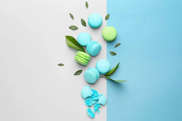 Tasty Macarons Color Background — Stock Photo, Image