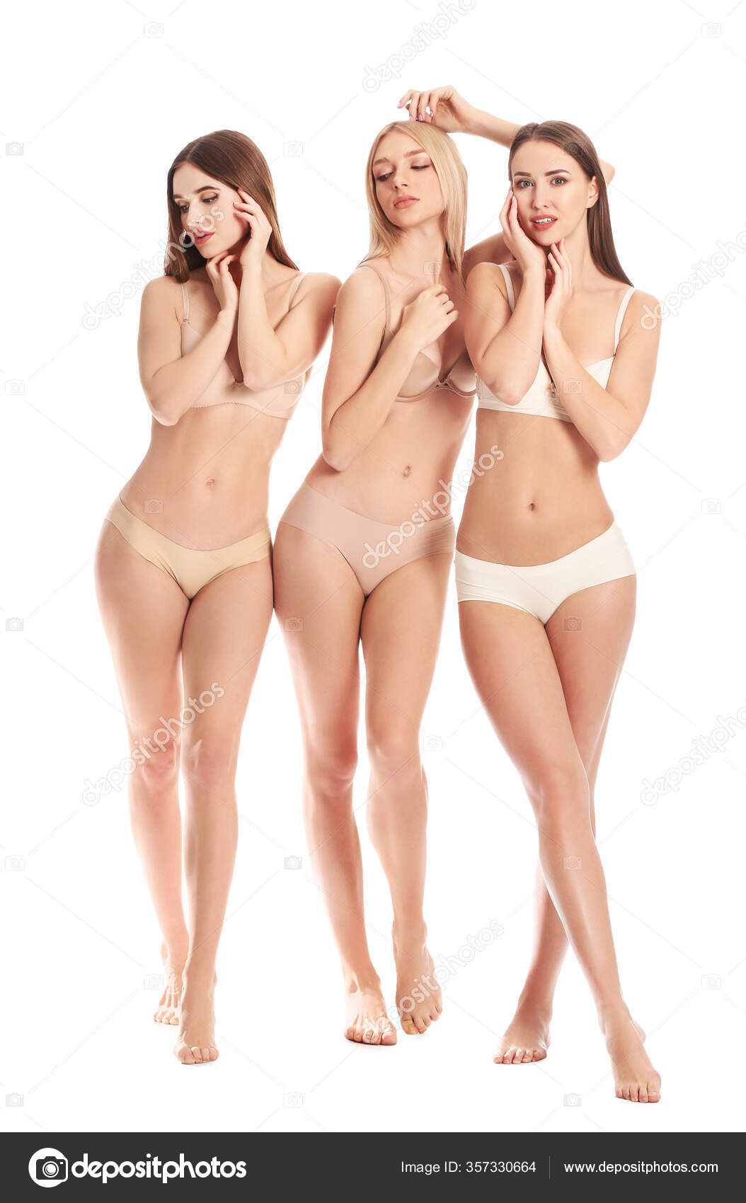 Beautiful Young Women Underwear White Background Stock Photo by ©serezniy  357330664