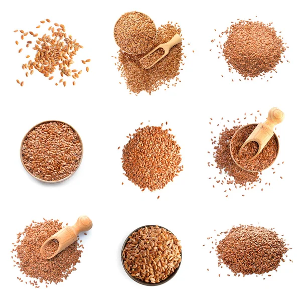 Flax Seeds White Background — Stock Photo, Image