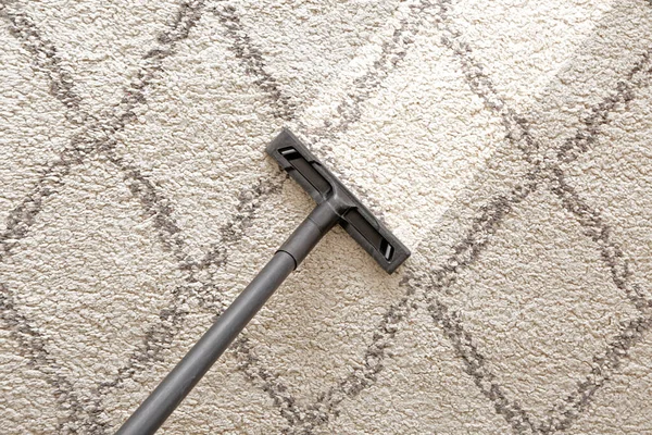 Hoovering Carpet Vacuum Cleaner Top View — Stock Photo, Image
