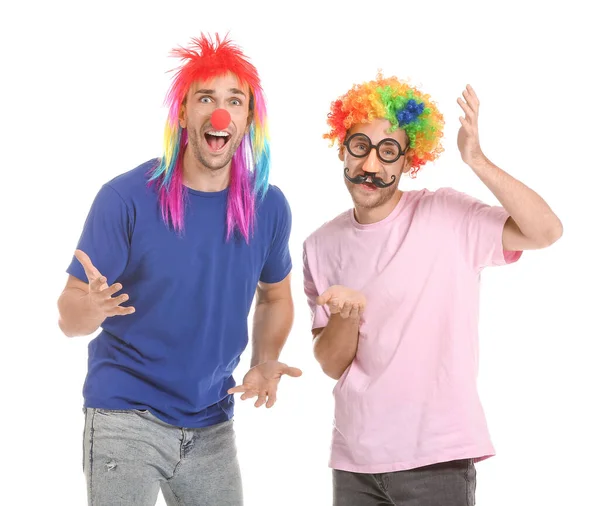 People Funny Disguise White Background April Fools Day Celebration — Stock Photo, Image