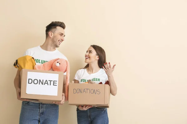 Volunteers Donations Orphans Color Background — Stock Photo, Image