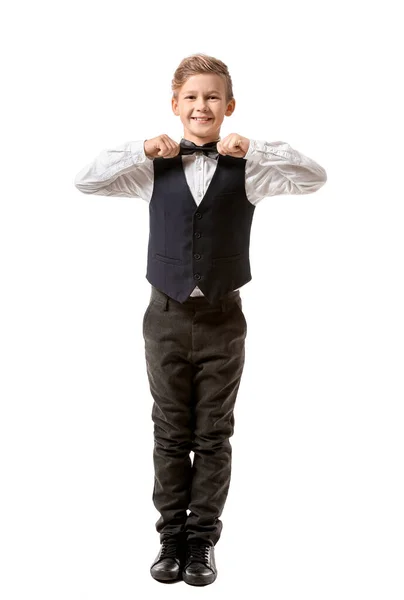 Cute Little Waiter White Background — Stock Photo, Image