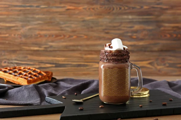 Mason Jar Hot Chocolate Table — Stock Photo, Image