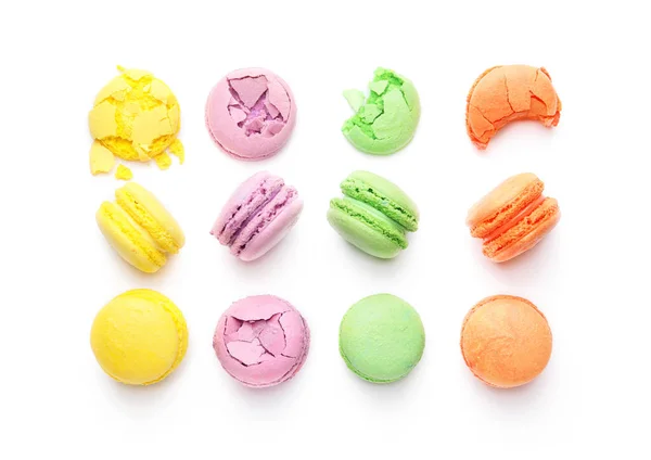 Leckere Macarons Auf Weißem Hintergrund — Stockfoto