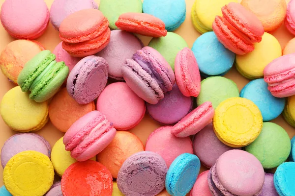 Muitos Macarons Saborosos Como Fundo — Fotografia de Stock