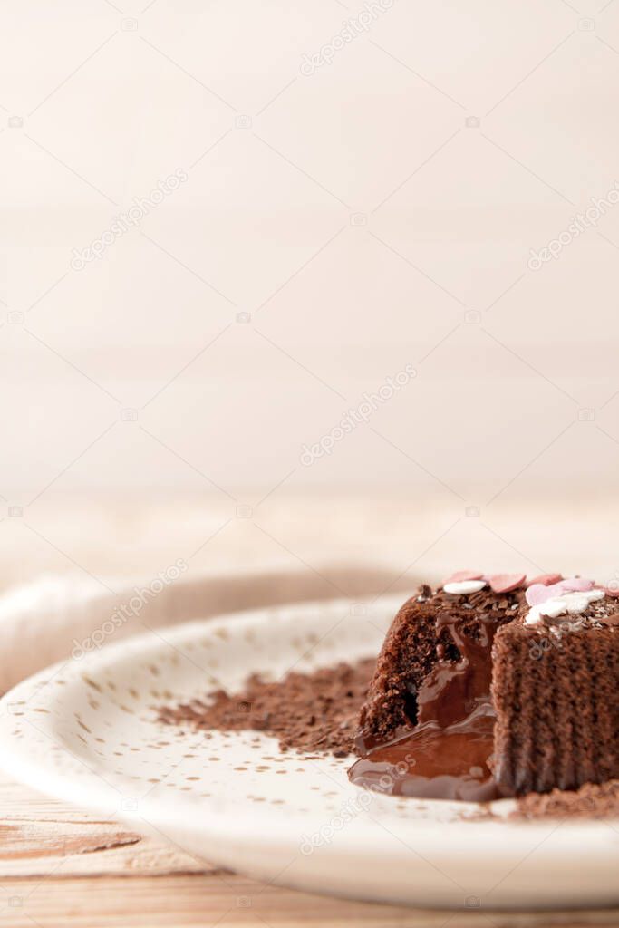Tasty chocolate cake on plate