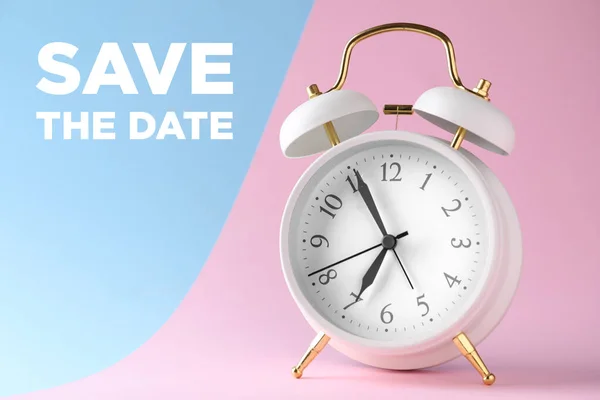 Alarm Clock Text Date Color Background — Stock Photo, Image