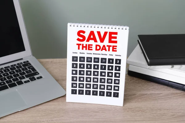 Calendar Text Date Laptop Table — Stock Photo, Image