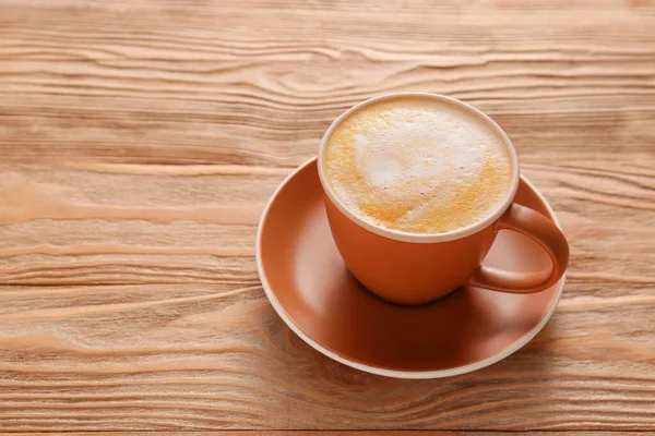 Tasse Heißen Kaffee Auf Holztisch — Stockfoto