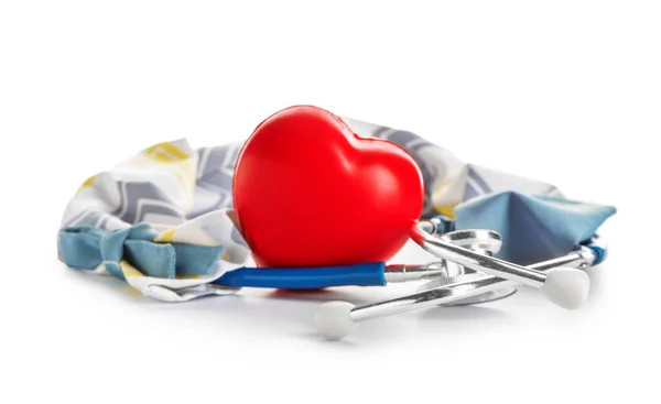 Stetoskop Krytem Srdce Bílém Pozadí — Stock fotografie