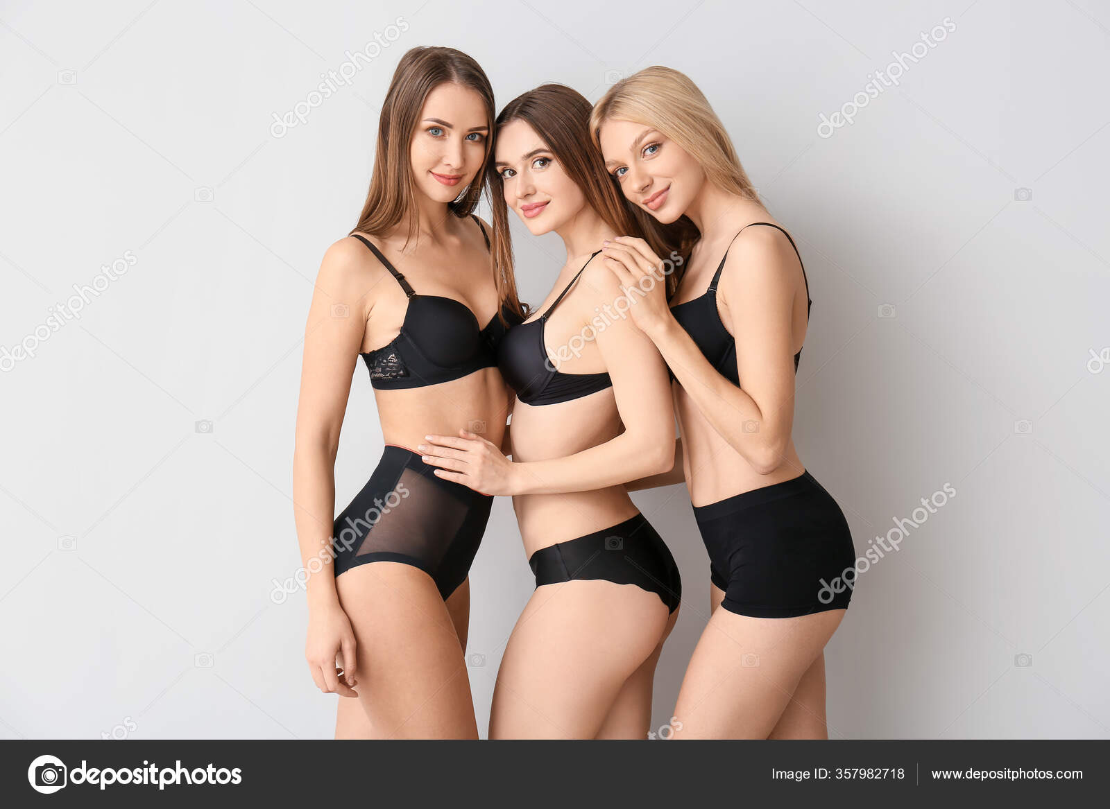 Beautiful Young Women Underwear Light Background Stock Photo by ©serezniy  357982718