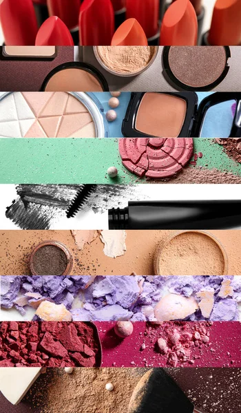 Collage Photos Different Cosmetic Products — Stock Photo, Image