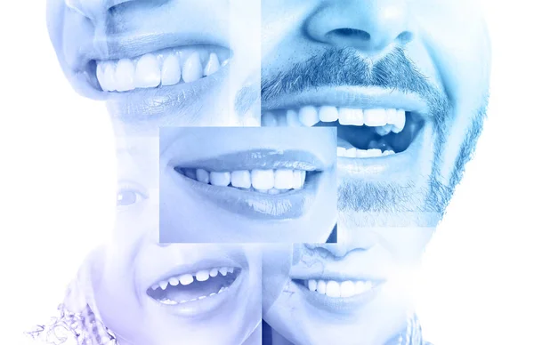 Collage Von Fotos Mit Verschiedenen Lächelnden Menschen — Stockfoto