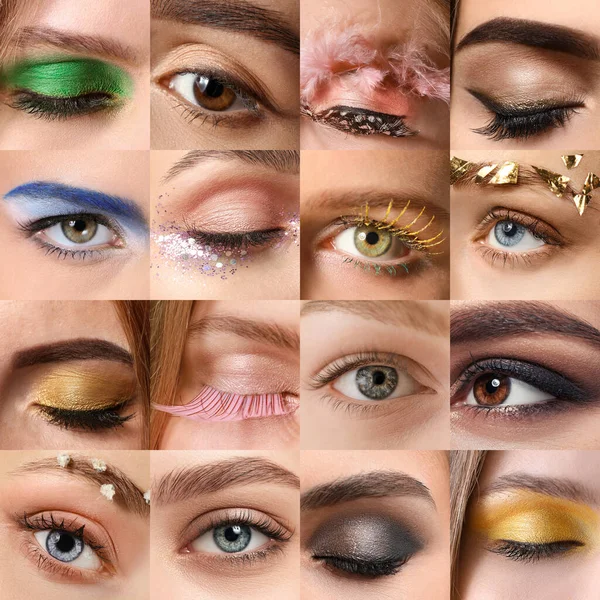 Ojos Mujeres Jóvenes Con Hermoso Maquillaje Primer Plano —  Fotos de Stock