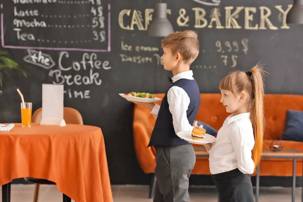 Cute Little Waiters Restaurant — Stock Photo, Image