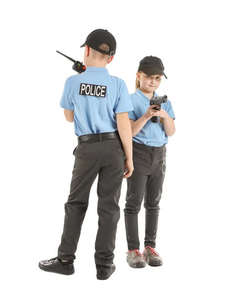 Petits Policiers Mignons Sur Fond Blanc — Photo