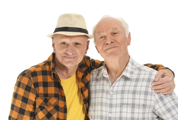 Retrato Homens Idosos Sobre Fundo Branco — Fotografia de Stock