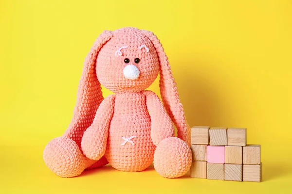 Cuddly Bunny Cubes Color Background — Stock Photo, Image