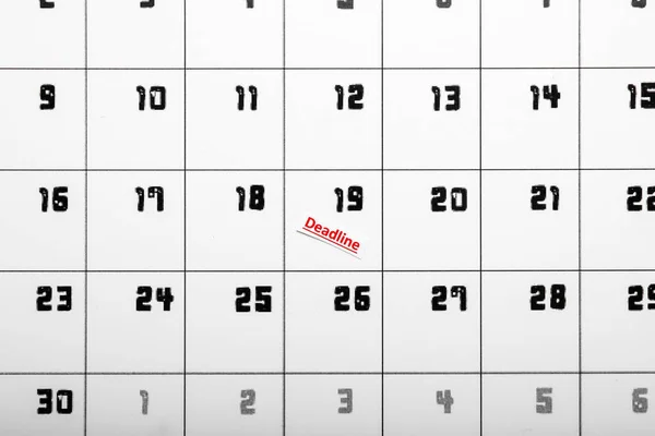 Calendário Com Data Marcada Fecho Conceito Limite — Fotografia de Stock