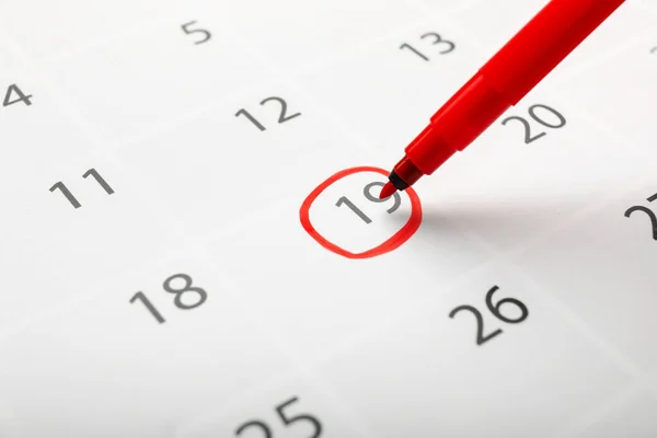 Marking Date Calendar Closeup — Stock Photo, Image