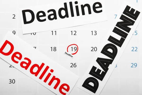 Kalendář Slovy Deadline Detailní — Stock fotografie