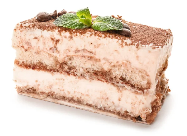 Saboroso Tiramisu Fundo Branco — Fotografia de Stock