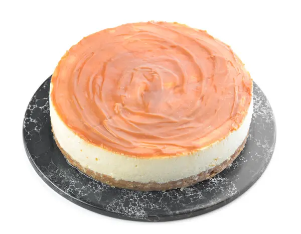 Lekkere Cheesecake Witte Achtergrond — Stockfoto