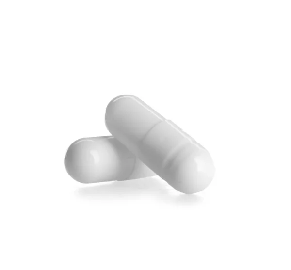 Dva Pilulky Bílém Pozadí — Stock fotografie