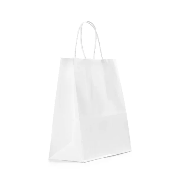 Sac Provisions Papier Sur Fond Blanc — Photo