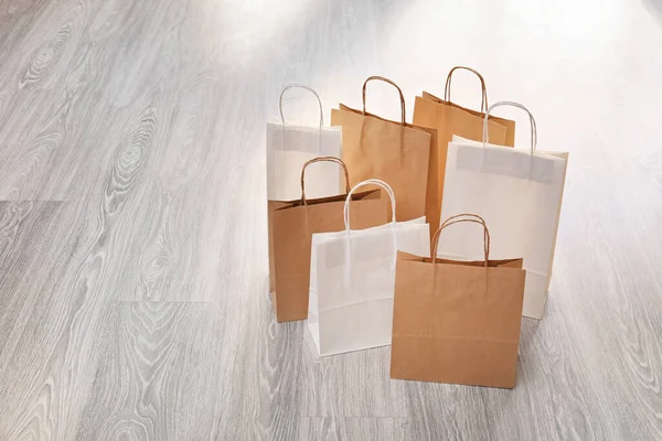 Many Paper Shopping Bags Floor — Stock Photo, Image