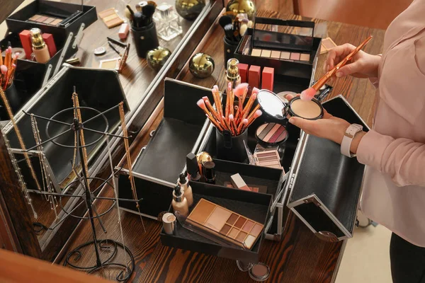 Makeup Artist Workplace Beauty Salon — Stock Photo, Image