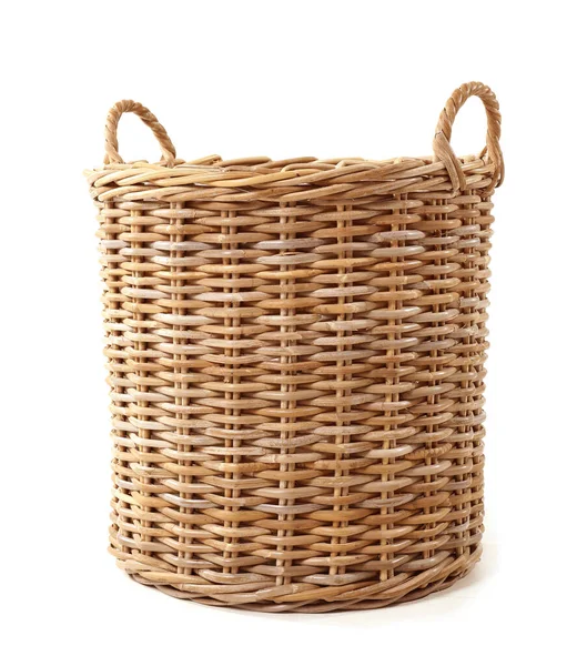 Wicker Basket White Background — Stock Photo, Image