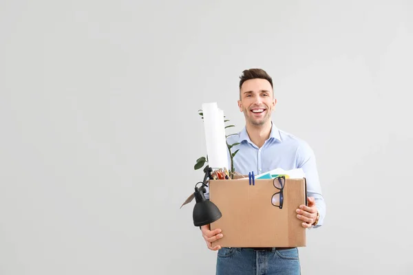 Happy Fired Man Light Background — Stock Photo, Image