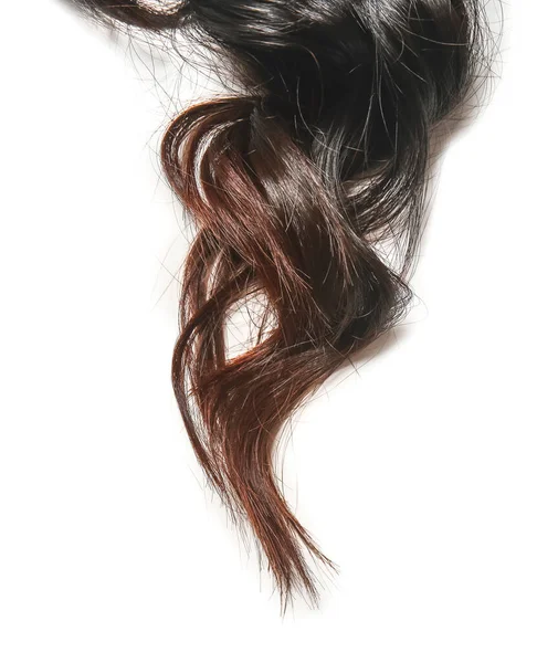 Kręcone Ciemne Włosy Kobiety Białym Tle — Zdjęcie stockowe