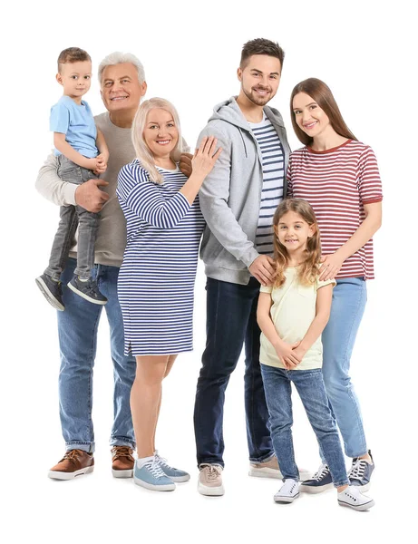 Retrato Familia Grande Sobre Fondo Blanco — Foto de Stock