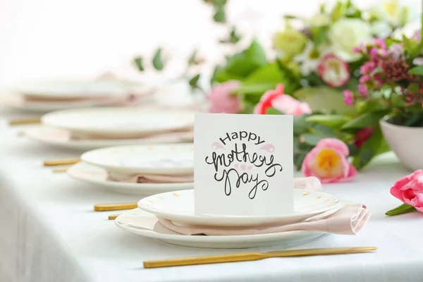 Table Setting Card Mother Day Dinner — Stock Photo, Image