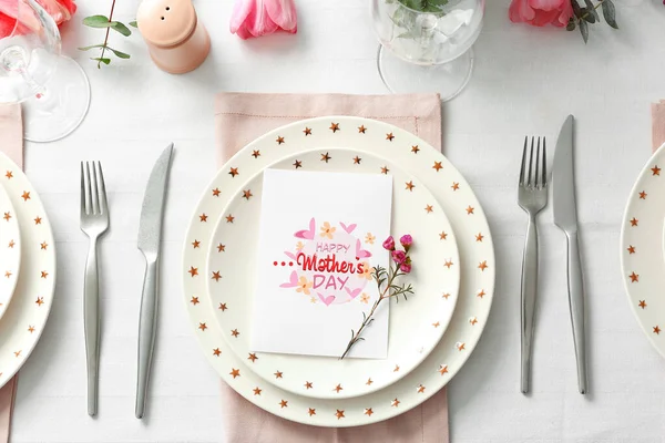 Table Setting Card Mother Day Dinner — Stock Photo, Image