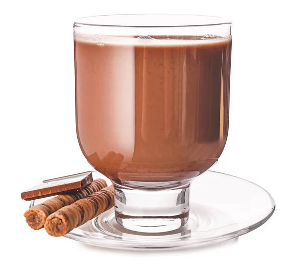 Glass Hot Chocolate White Background — Stock Photo, Image
