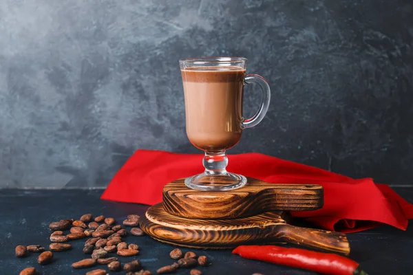 Tazza Cioccolata Calda Sfondo Scuro — Foto Stock