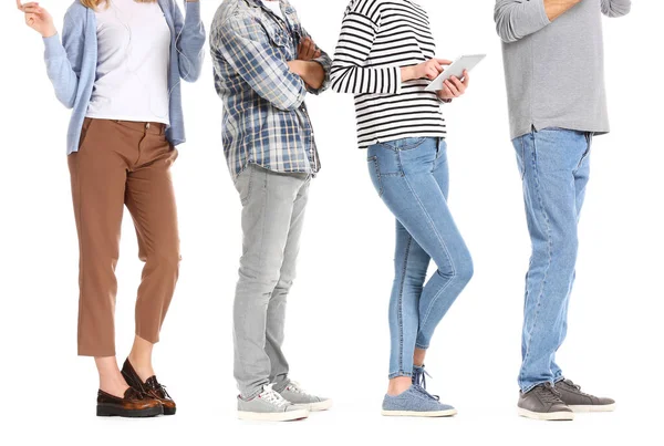 Young People Waiting Line White Background — Stock Photo, Image