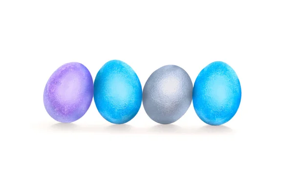 Hermosos Huevos Pascua Sobre Fondo Blanco — Foto de Stock